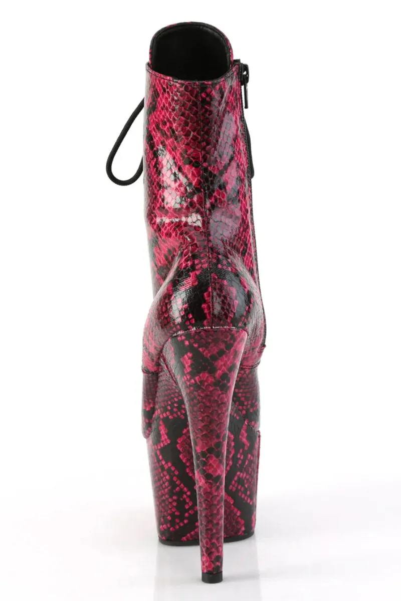 Pleaser USA Adore-1020SPWR 7inch Pleaser Boots - Hot Pink Snake