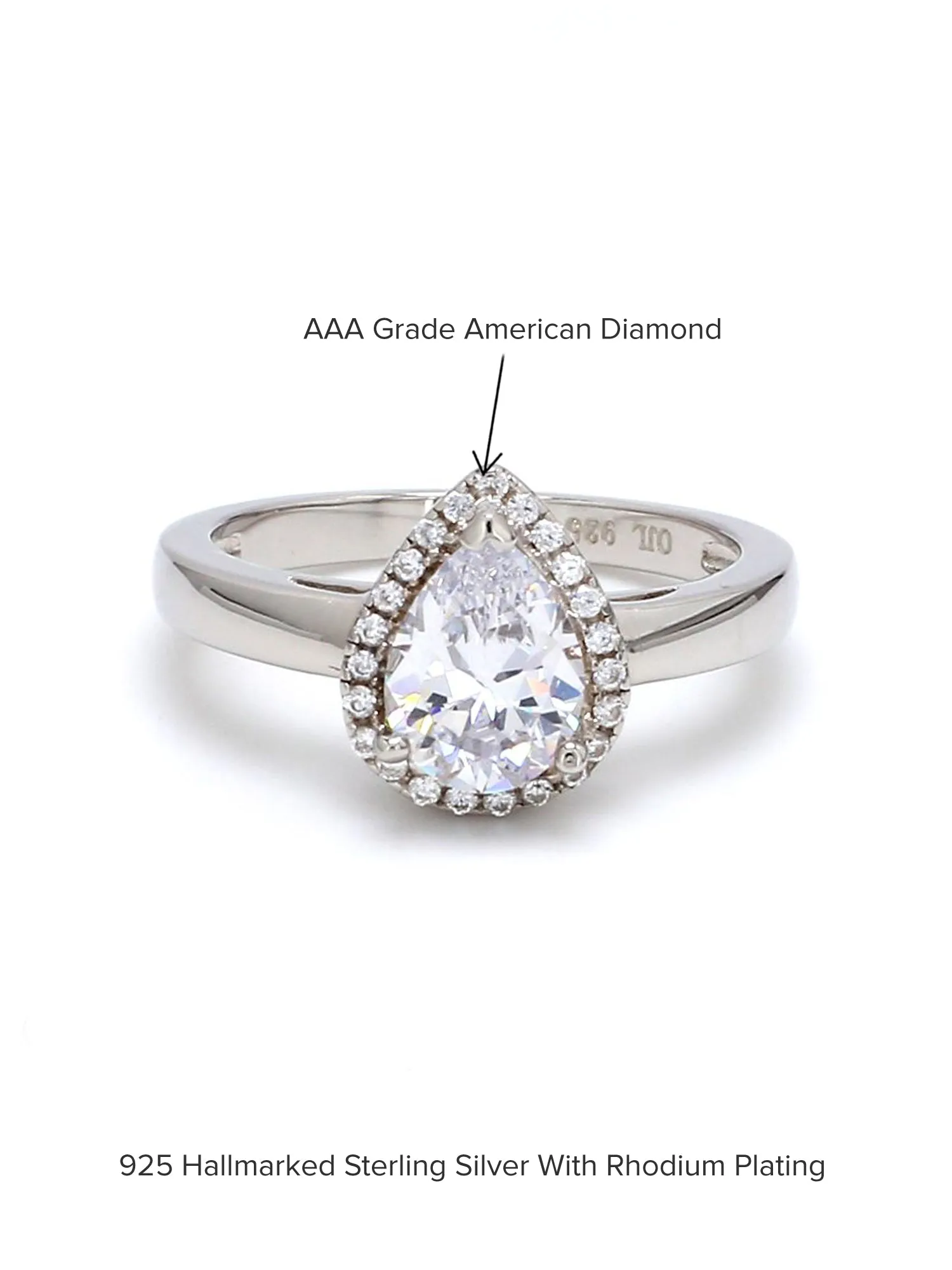 Pretty Silver Ring In 1 Carat American Diamond