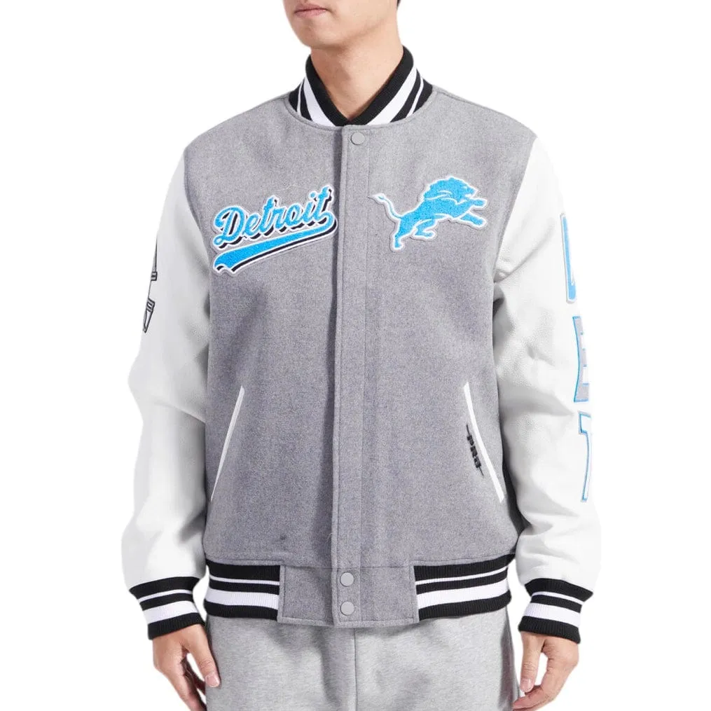 Pro Standard Detroit Lions Varsity Jacket (Heather Grey/White)