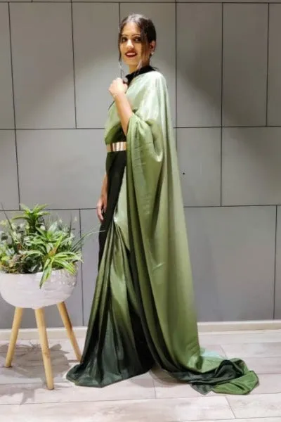 Ready to wear Sari 1 Min Green Stitched Saree