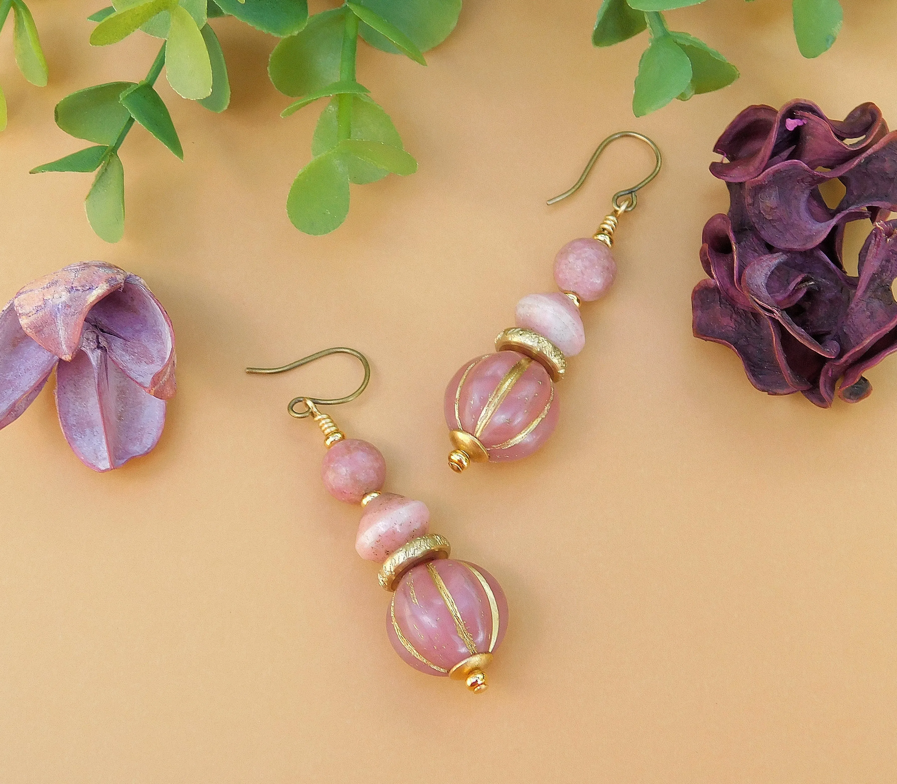 Rosy Rhodonite Earrings