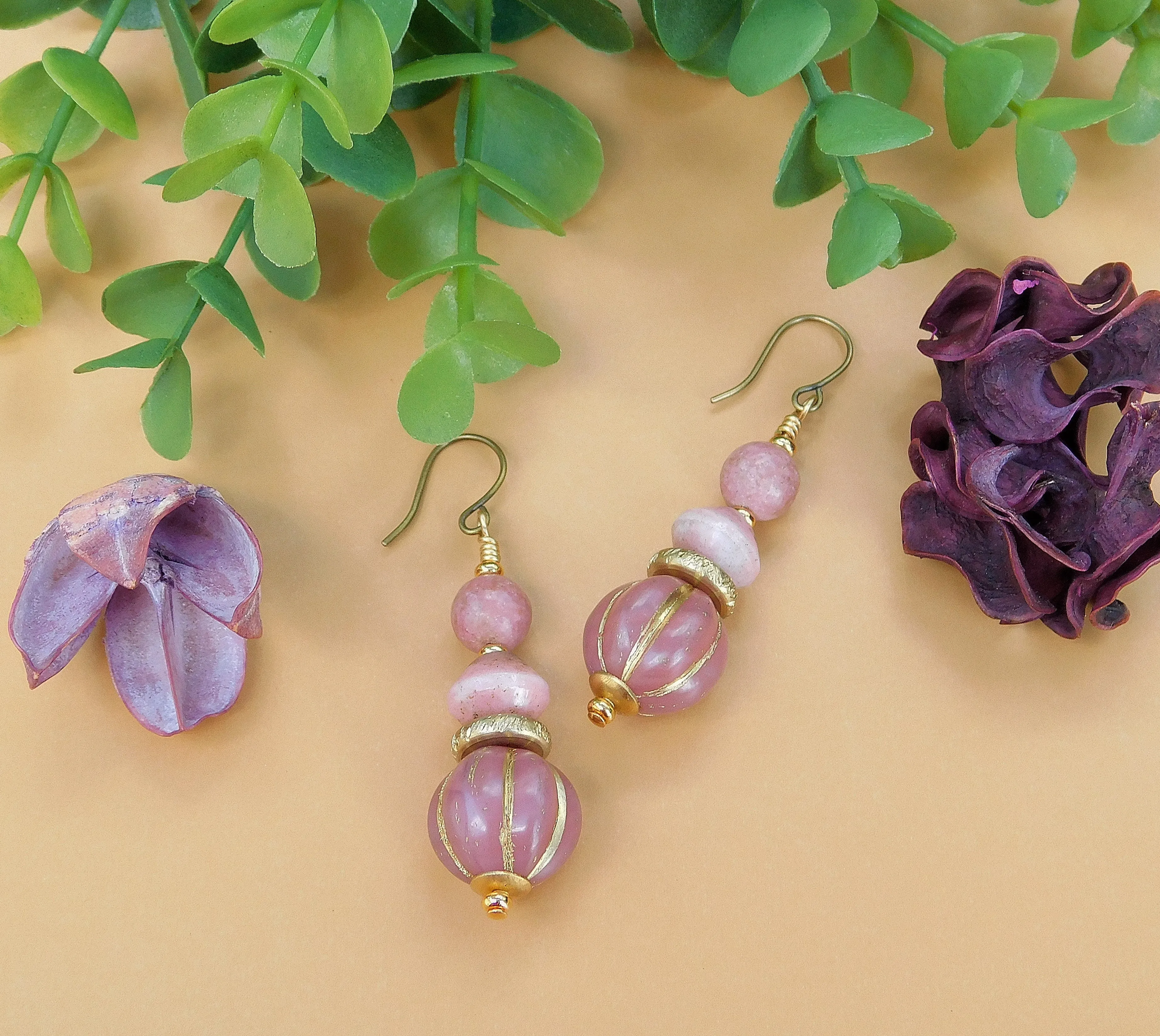 Rosy Rhodonite Earrings