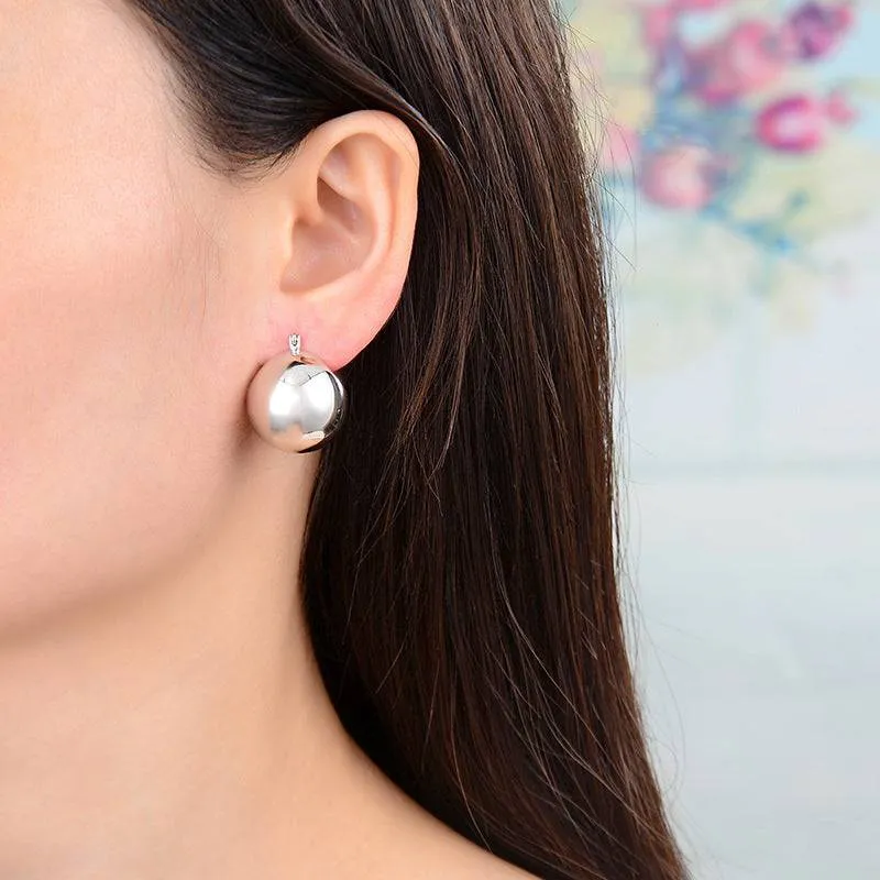 Round Disco Ball Hoop Stud Earrings