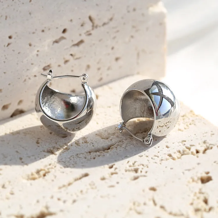 Round Disco Ball Hoop Stud Earrings