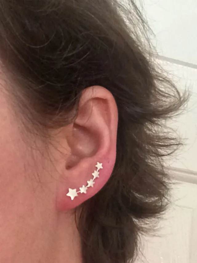 Row of Stars Ear Climber Earrings