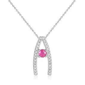 Ruby Letter A Round Shaped Necklace