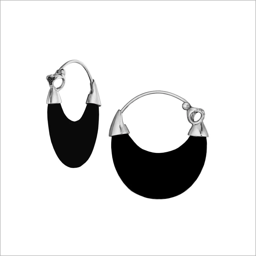 Sahara Black Onyx Earrings in Sterling Silver with Black Diamonds