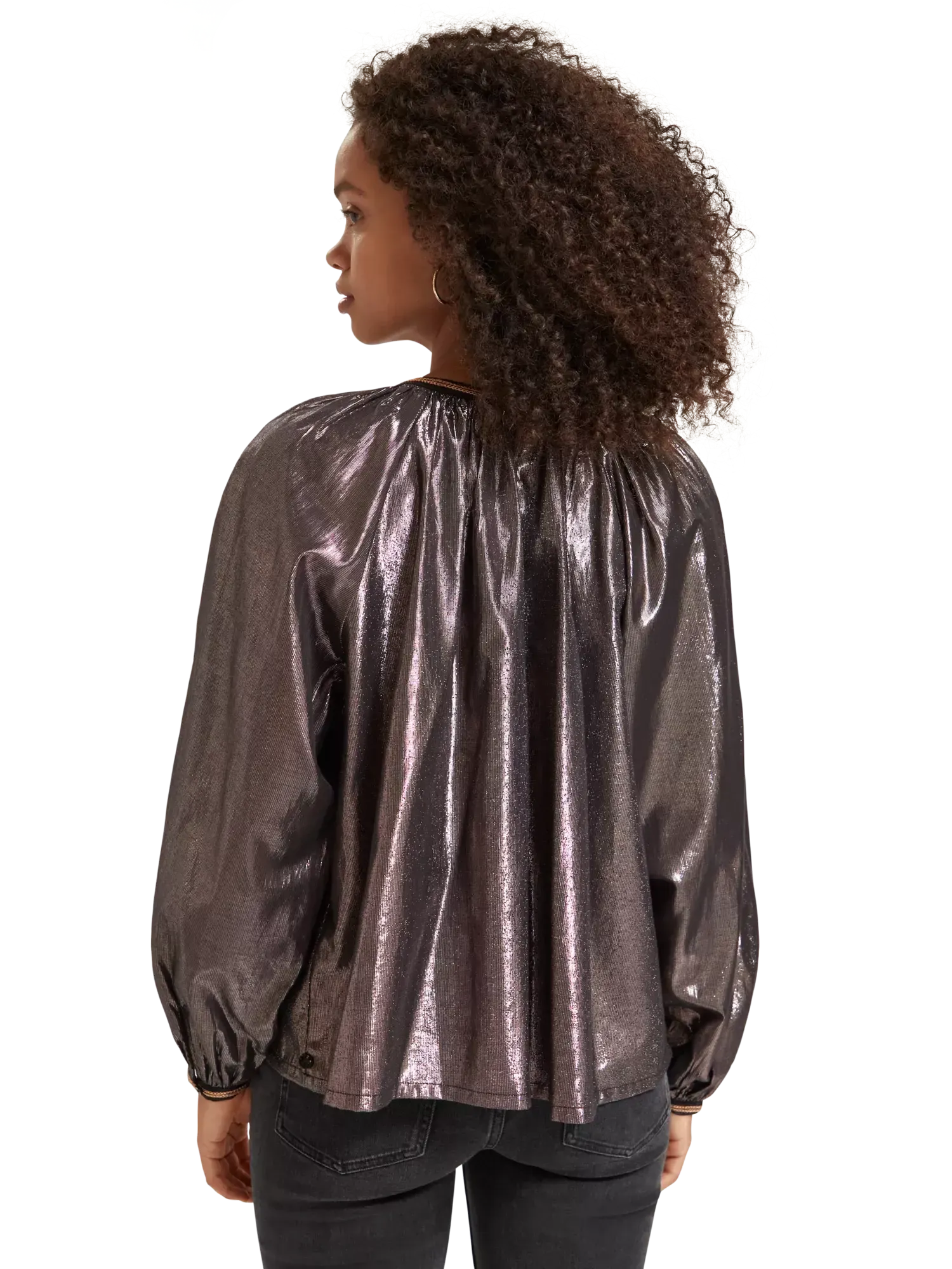 Scotch & Soda Shiny Balloon sleeve embroidered Blouse