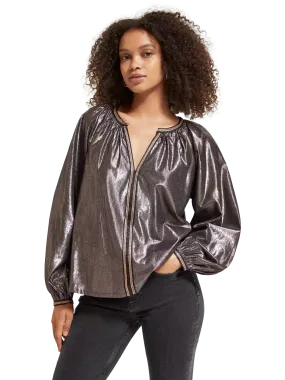 Scotch & Soda Shiny Balloon sleeve embroidered Blouse