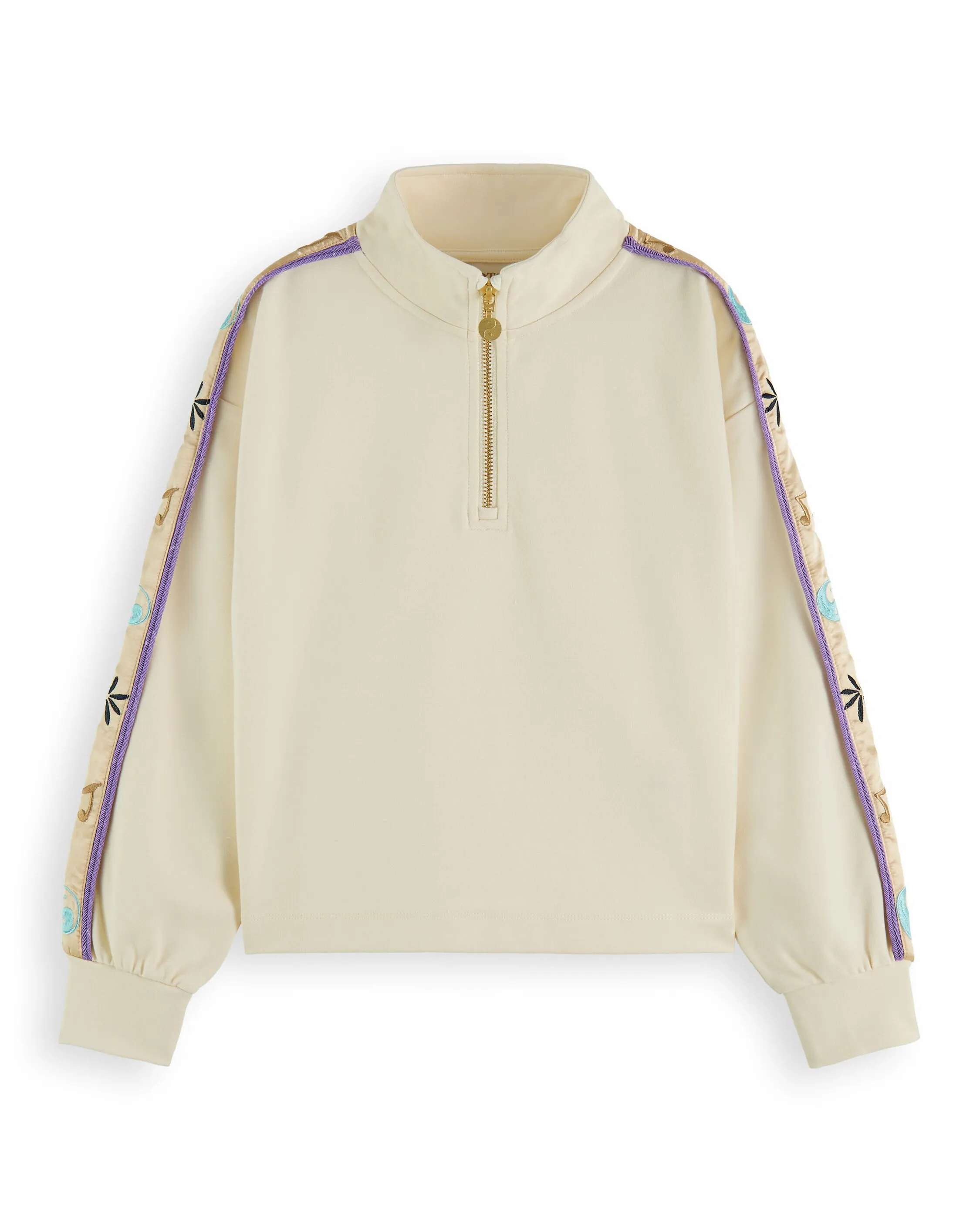 SCOTCH AND SODA FW23 Half Zip Embroidered Detail Sweatshirt Top