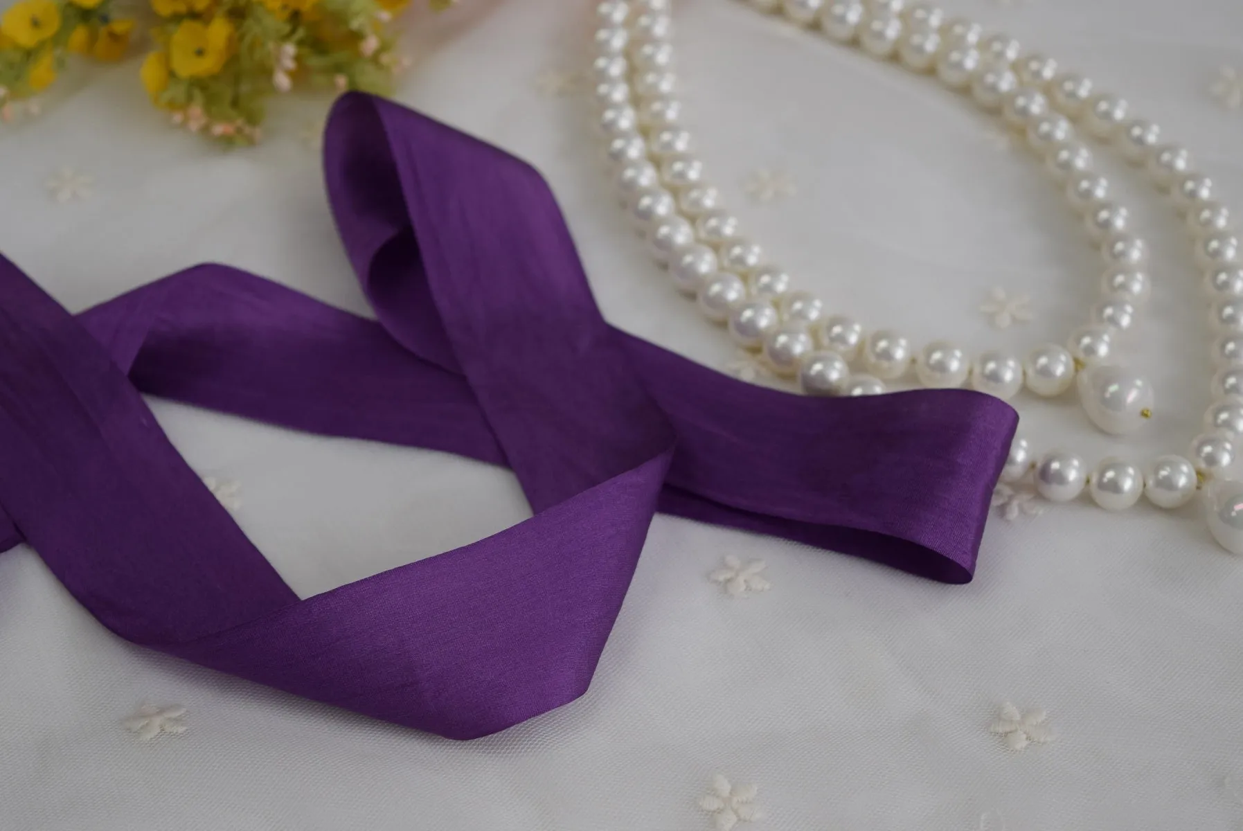 Silk Ribbon - Purple - 1.25 Wide - By the Yard