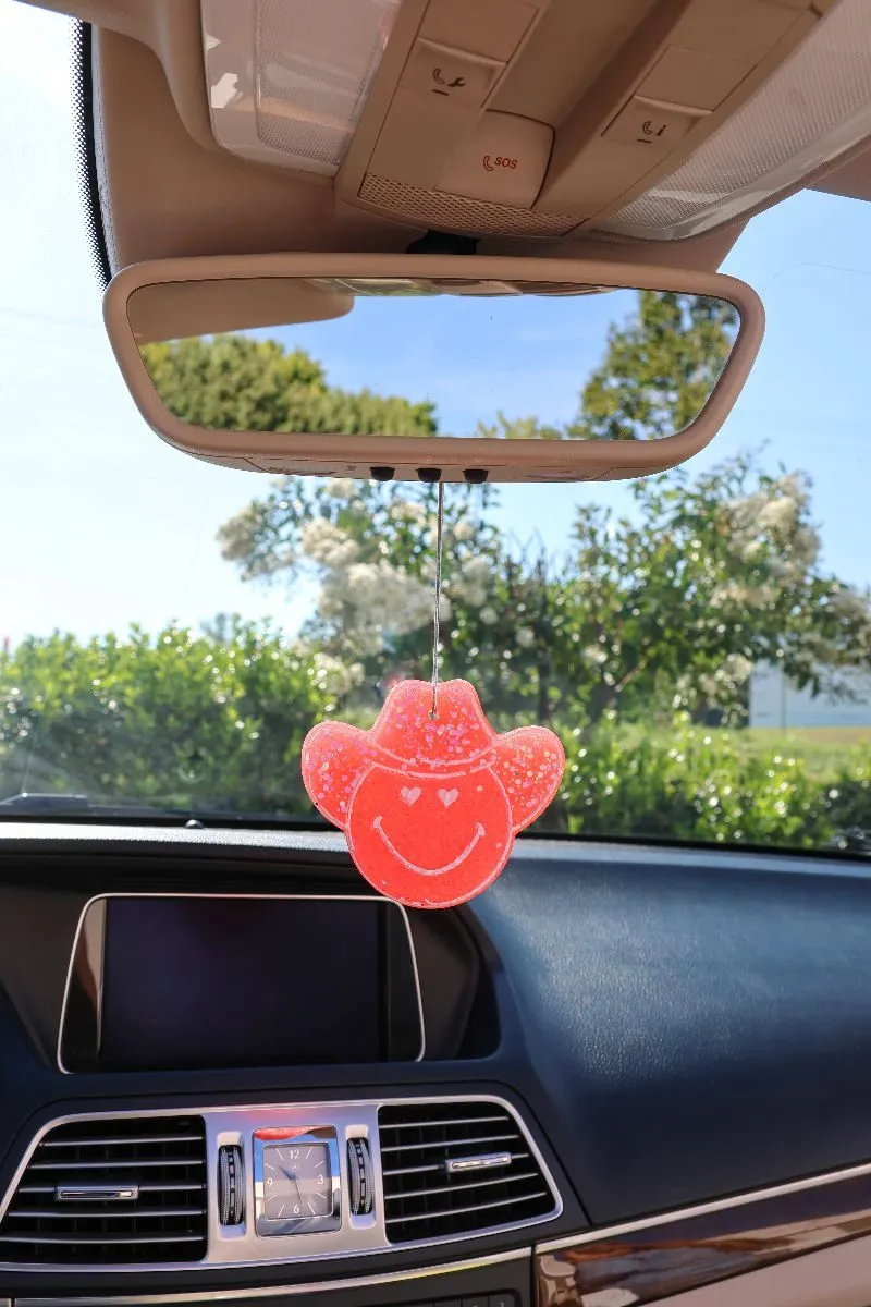 Simply Southern Freshiez Yellow Cowboy Smiley Air Freshener in Cactus Blossom Scent- Sunshine Rodeo Aroma for Car, Locker, Drawers, Closet (30-45 Days)