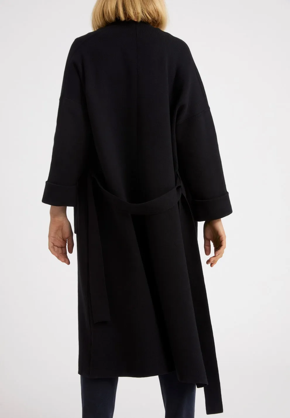 SINOURAA Black Long Cardigan in Tencel Cotton Mix