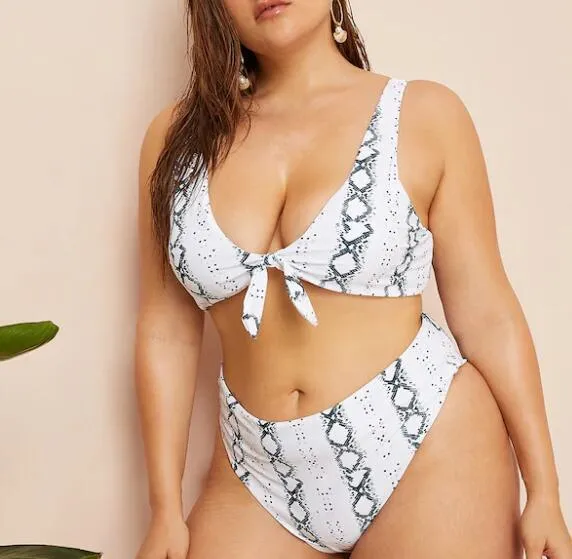 Snake Print High-Waist Bikini Set