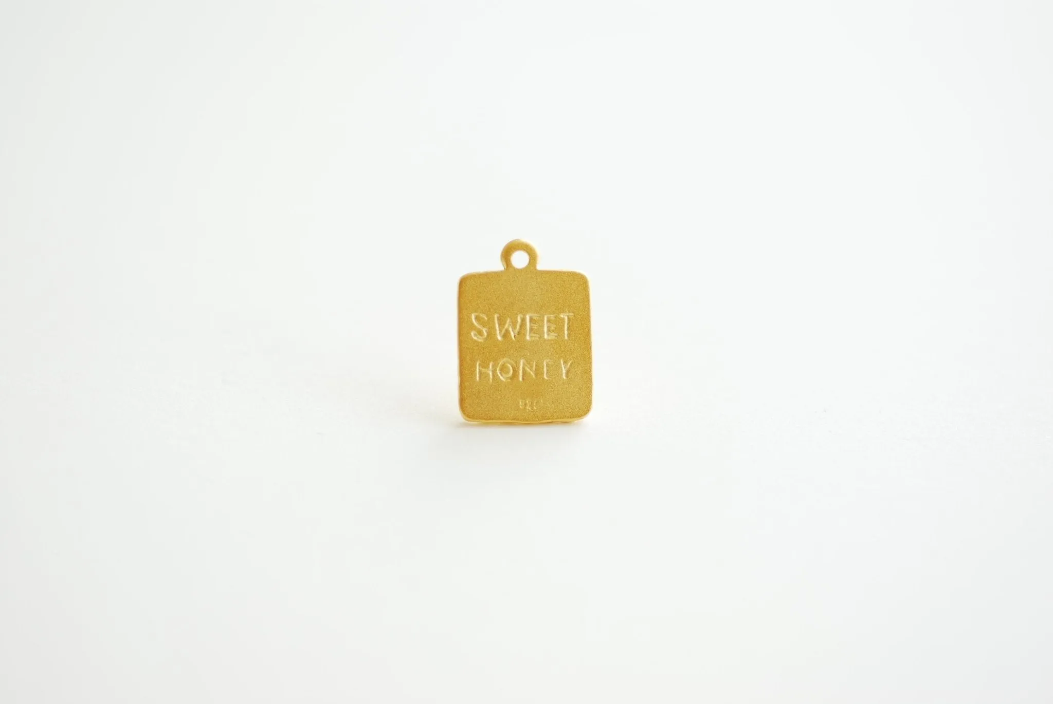 Square Bee Wholesale Pendant Tag- Vermeil 22k Gold plated over 925 Sterling Silver, Honey bee Charm, Sweet Honey Bee Charm, Honey Bee Rectangle, 474