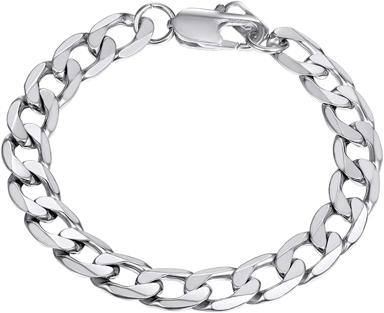 Stainless Steel 10mm Figaro Chain  Bracelet