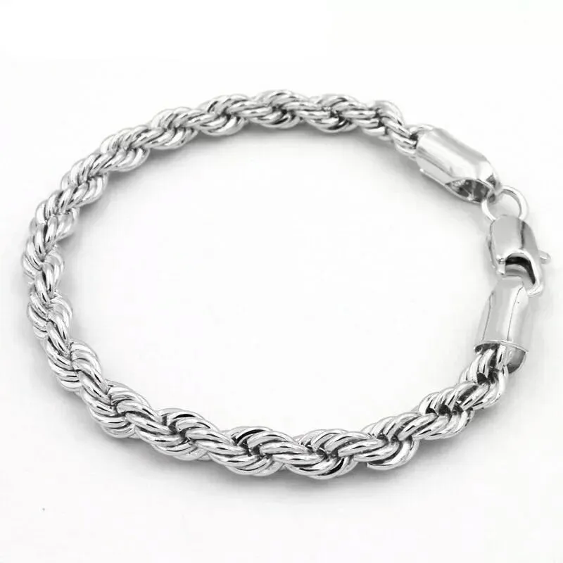 Stainless Steel 4mm  Rope Chain  Bracelet