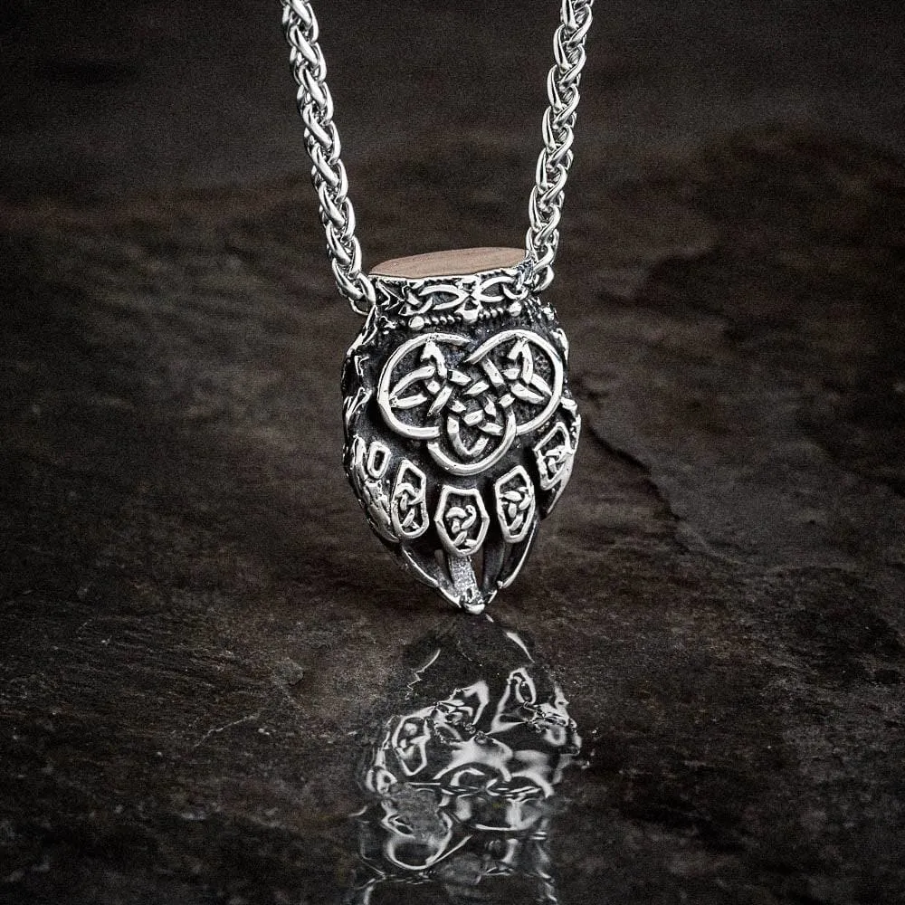 Stainless Steel Bear Paw and Valknut Necklace