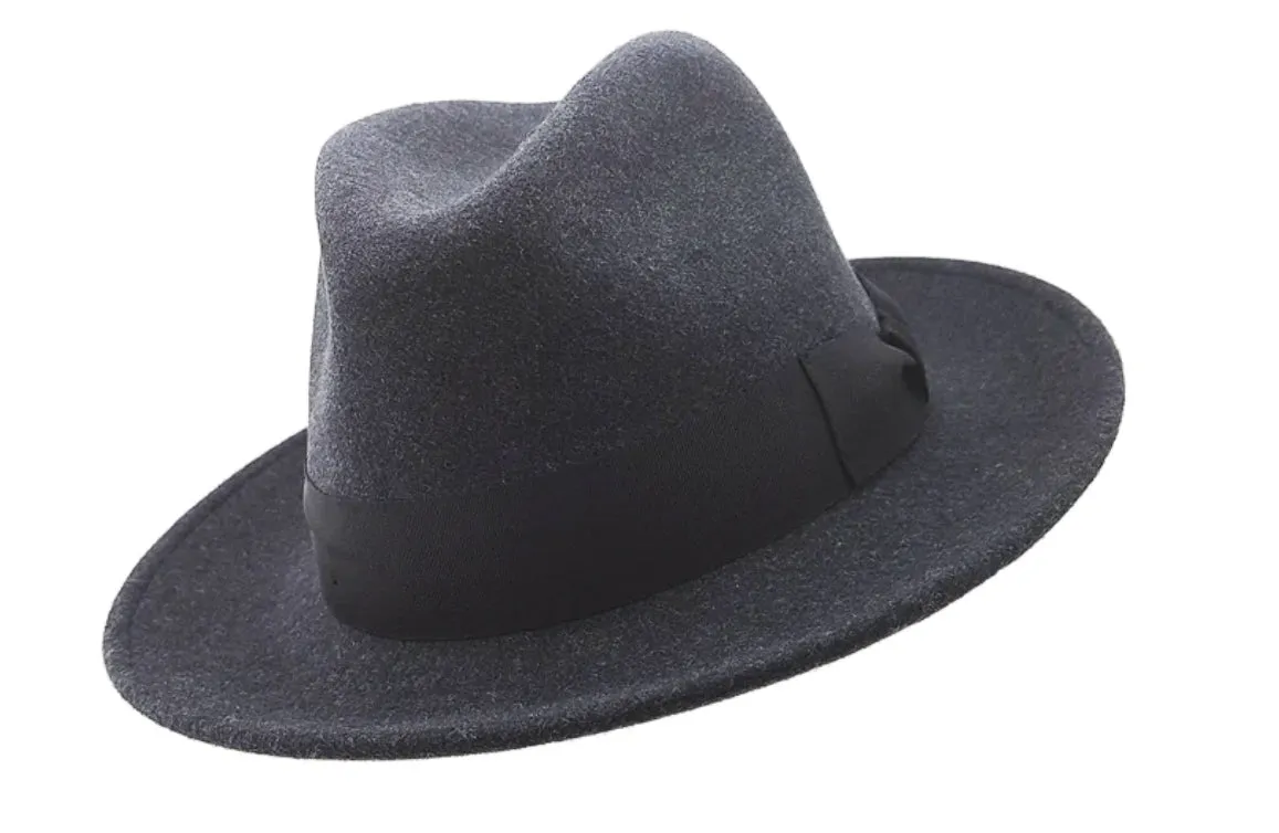 Stanton Premium Italian Made Foldable Wool Felt Fedora in Charcoal