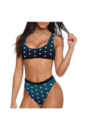 Starry Night Sport Top & High-Waisted Bikini Swimsuit