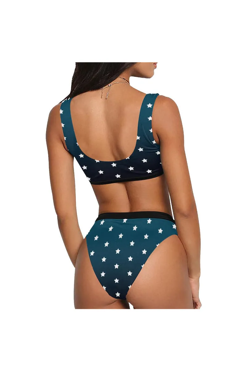 Starry Night Sport Top & High-Waisted Bikini Swimsuit