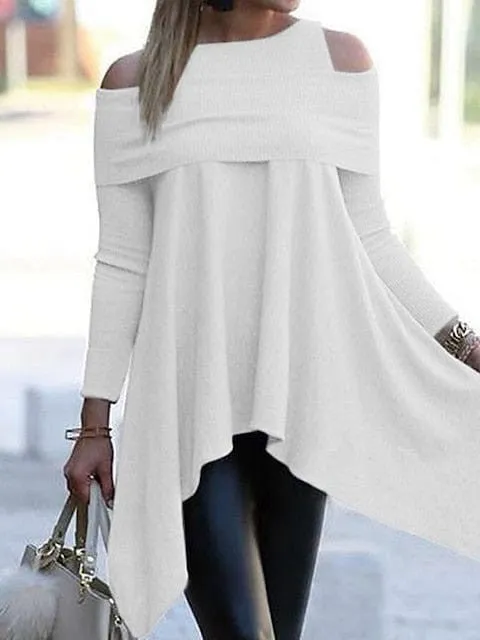 Stay Classy Women's Long Sleeve Cold Shoulder Sweater Dress