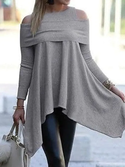 Stay Classy Women's Long Sleeve Cold Shoulder Sweater Dress