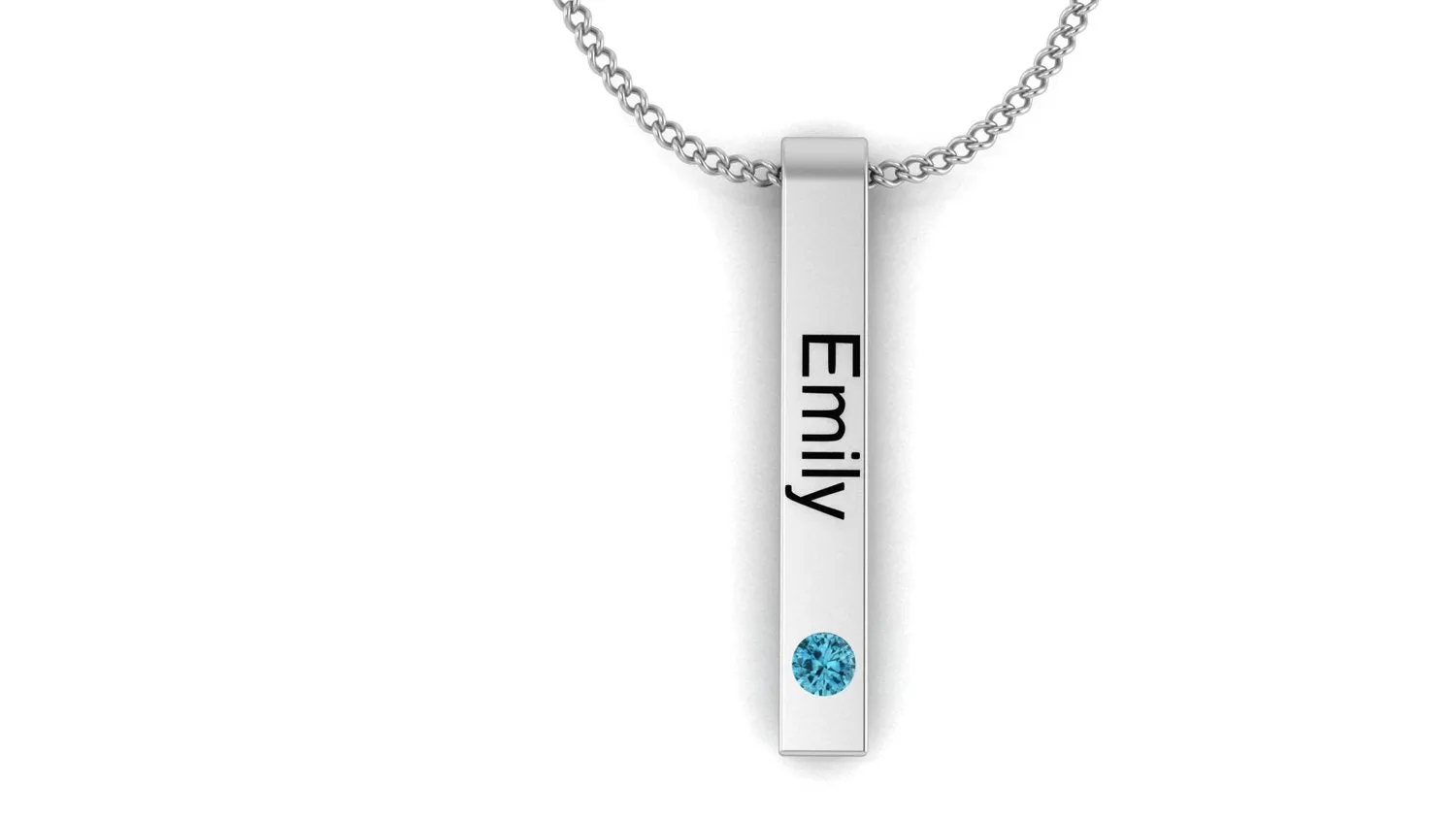 Sterling Silver Birthstone Pendant With Name