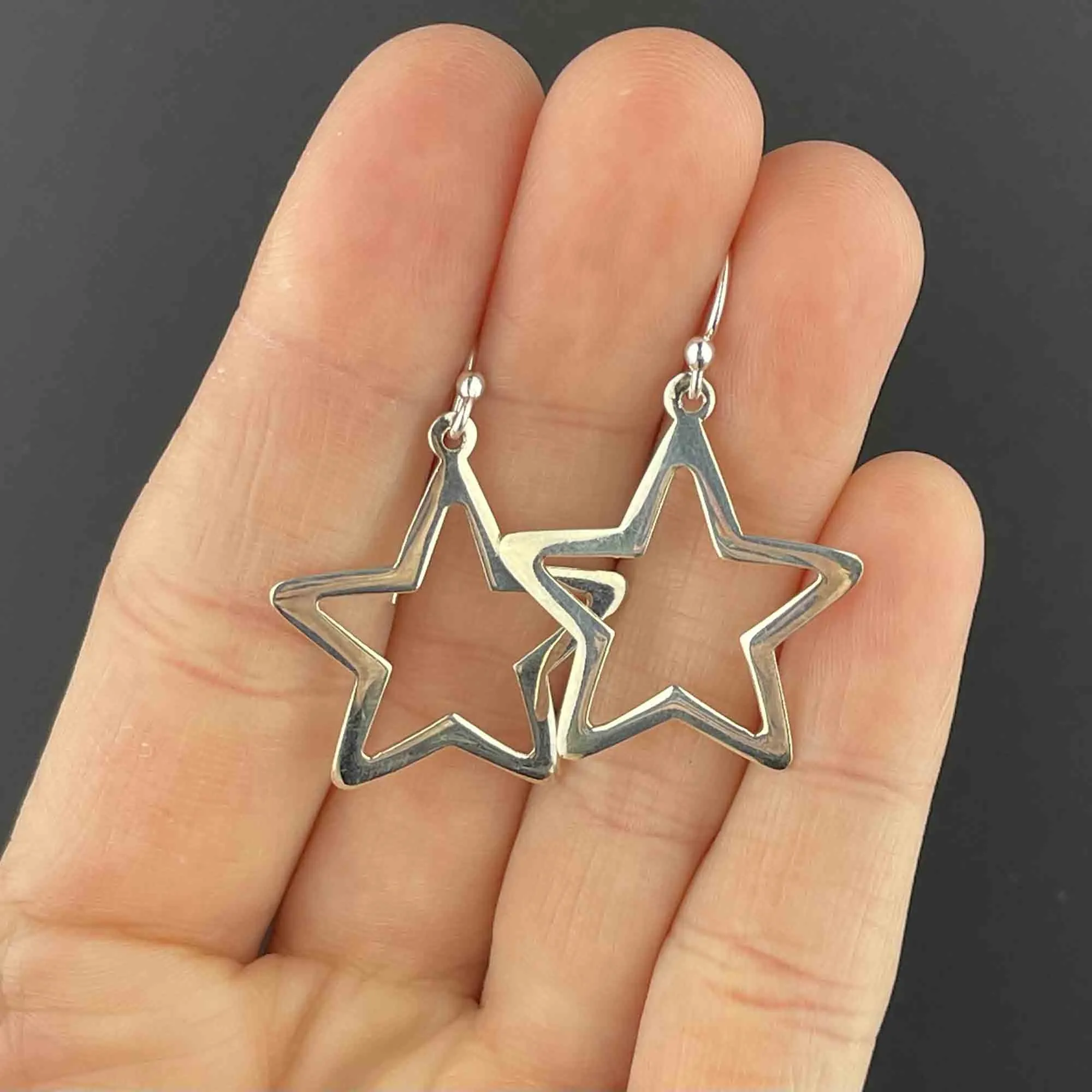 Sterling Silver Star Cutout Dangle Earrings