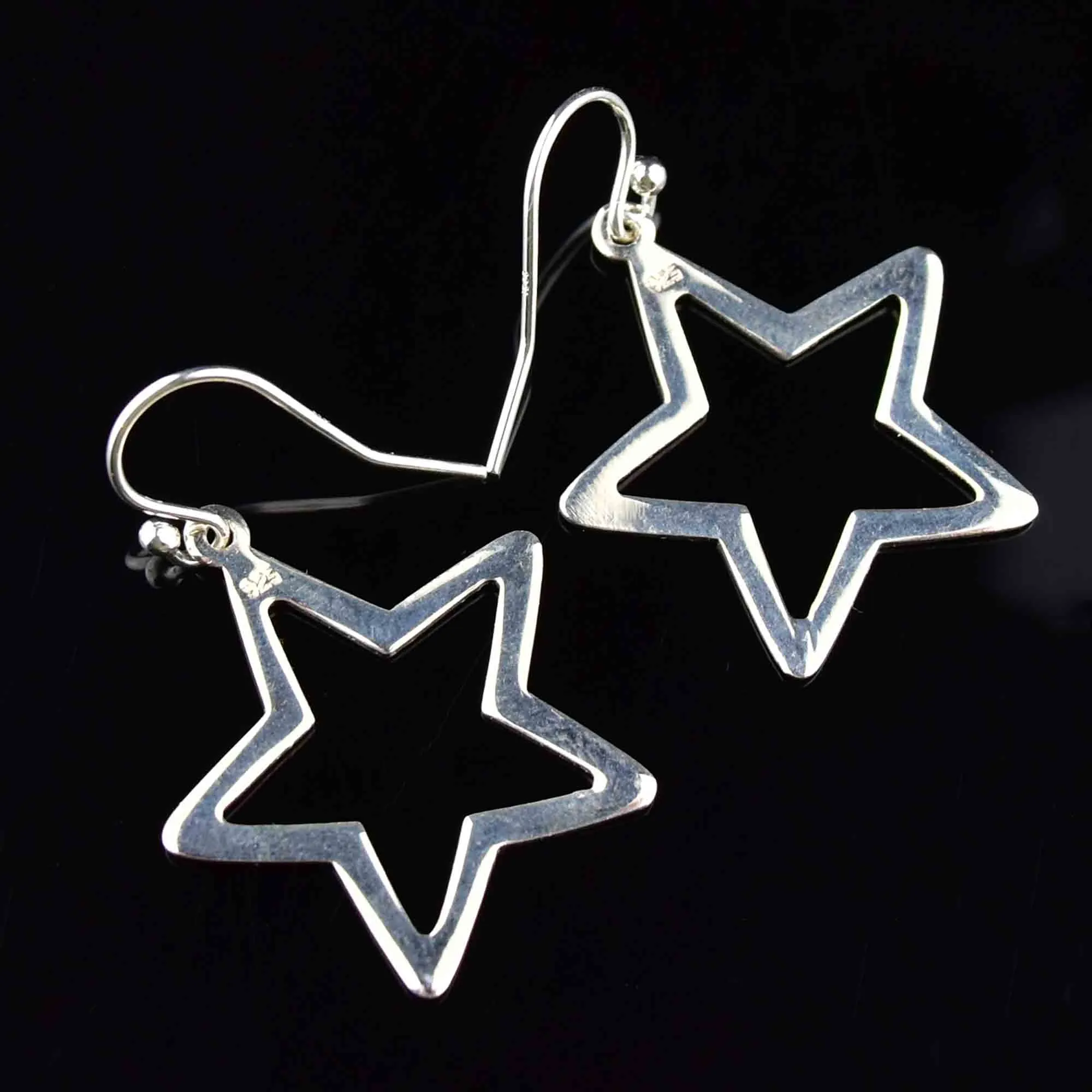 Sterling Silver Star Cutout Dangle Earrings