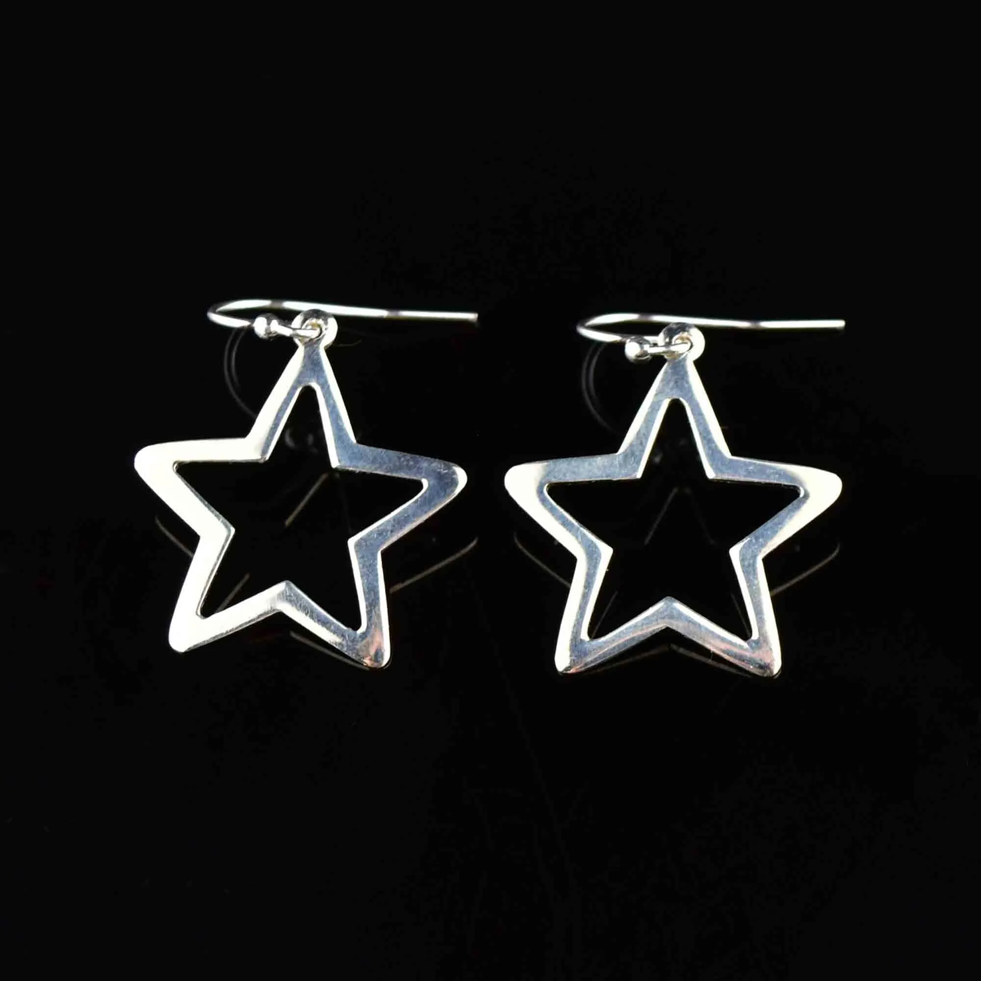 Sterling Silver Star Cutout Dangle Earrings