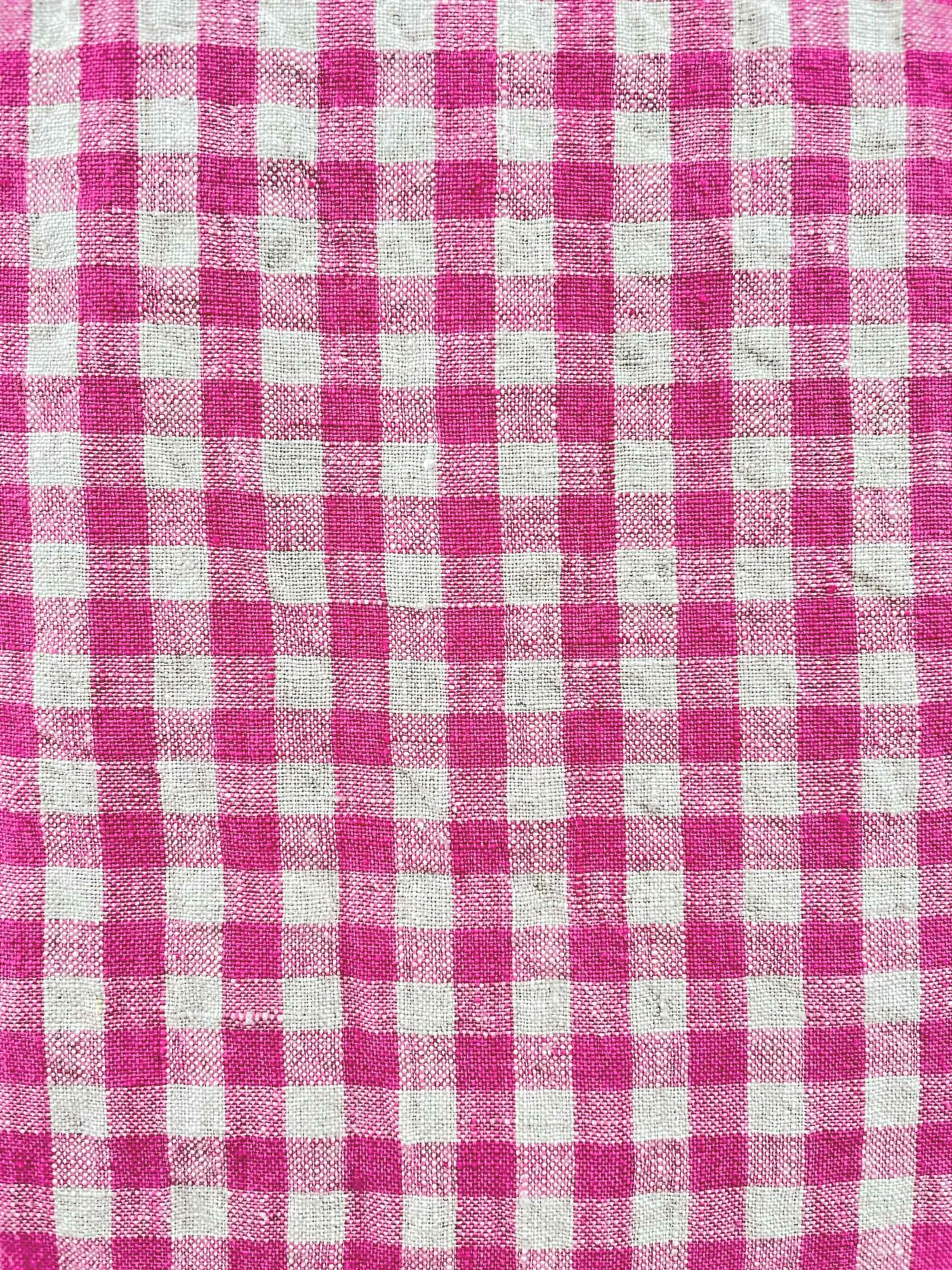 Stonewashed Gingham Linen | Electric Pink