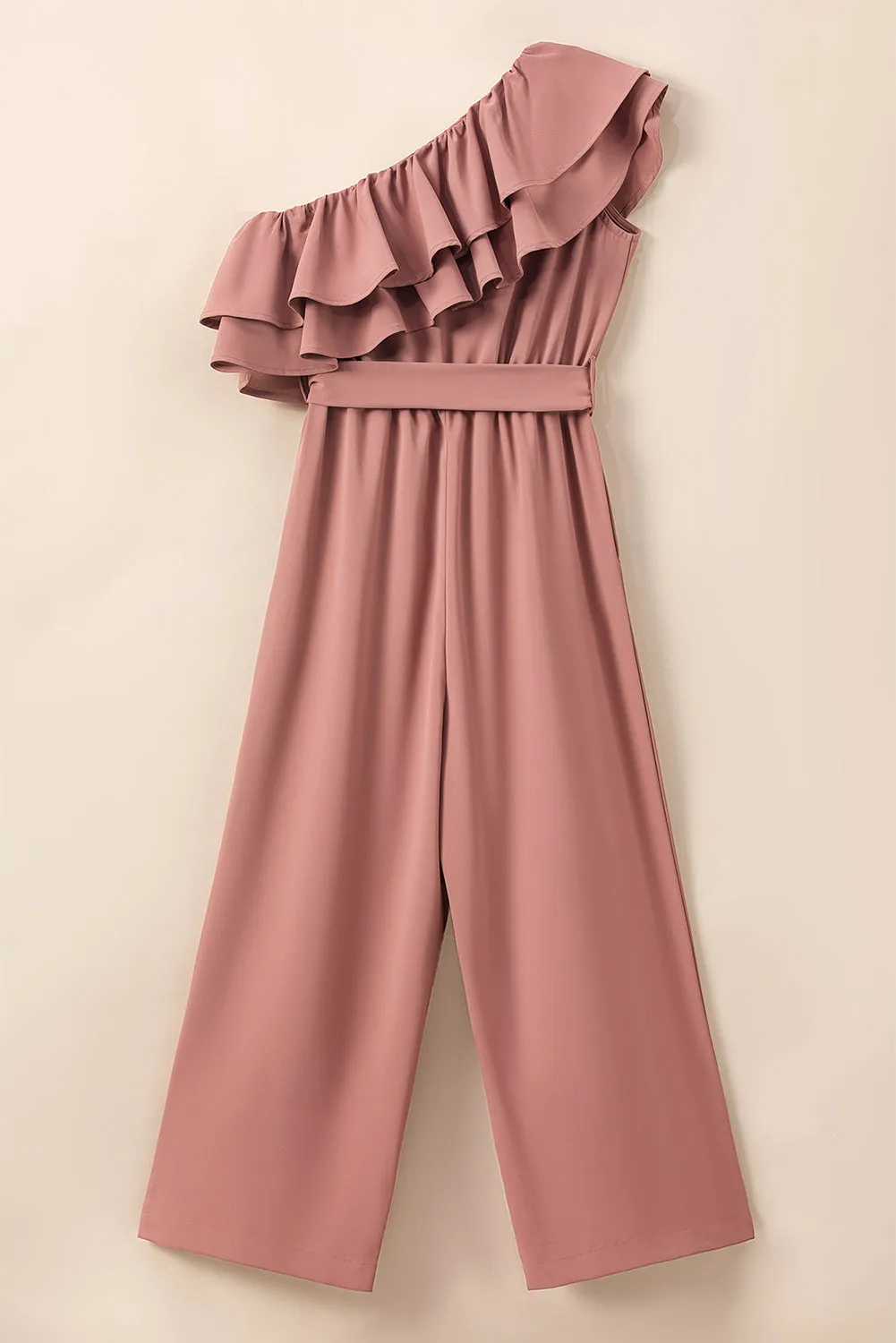 Sunset Vacation gekräuselter One-Shoulder-Jumpsuit mit Schnürung