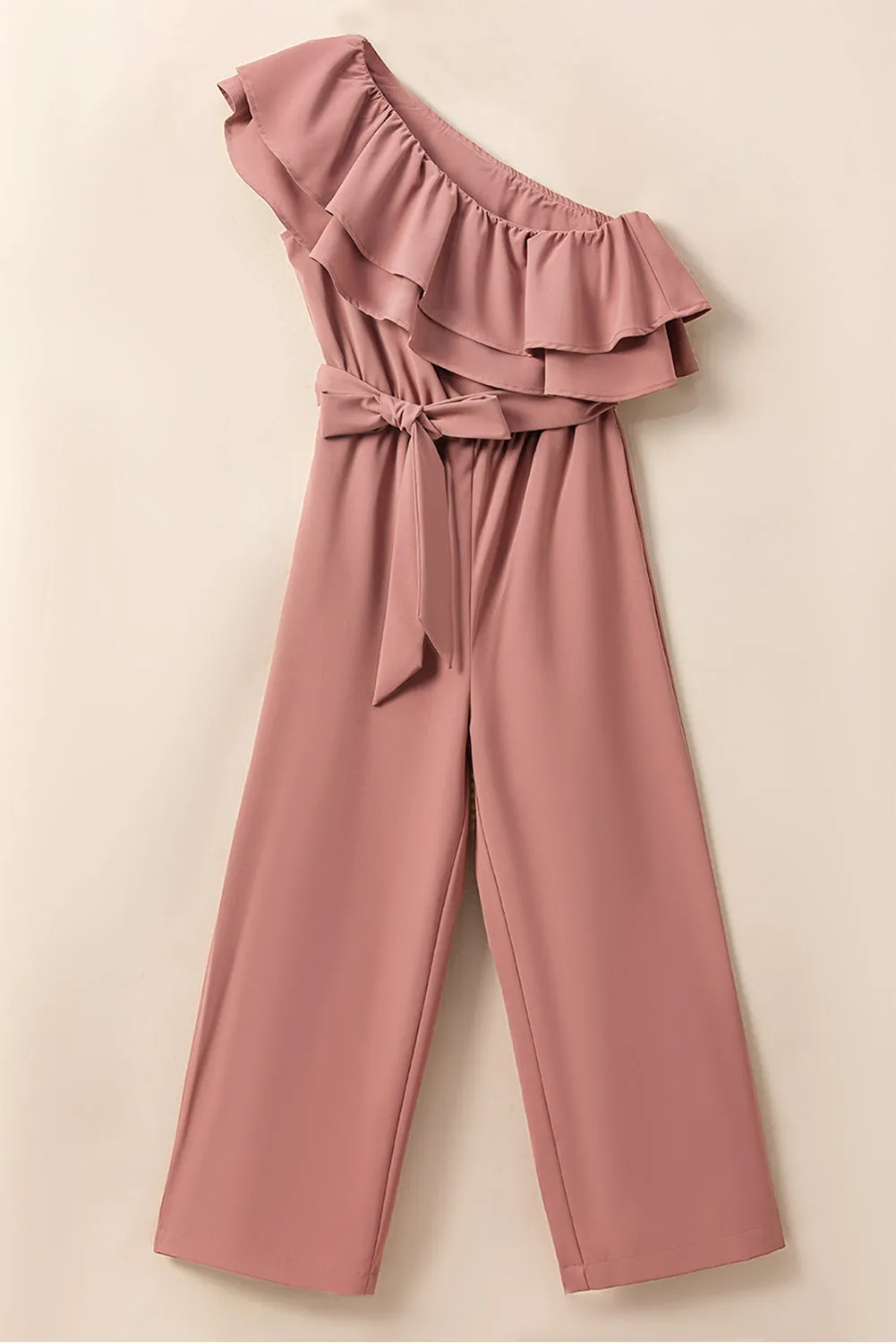 Sunset Vacation gekräuselter One-Shoulder-Jumpsuit mit Schnürung