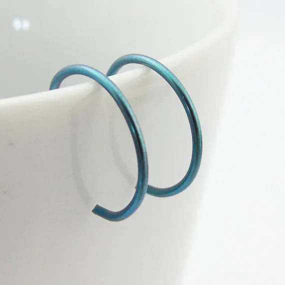 Teal Niobium Hoop Earrings