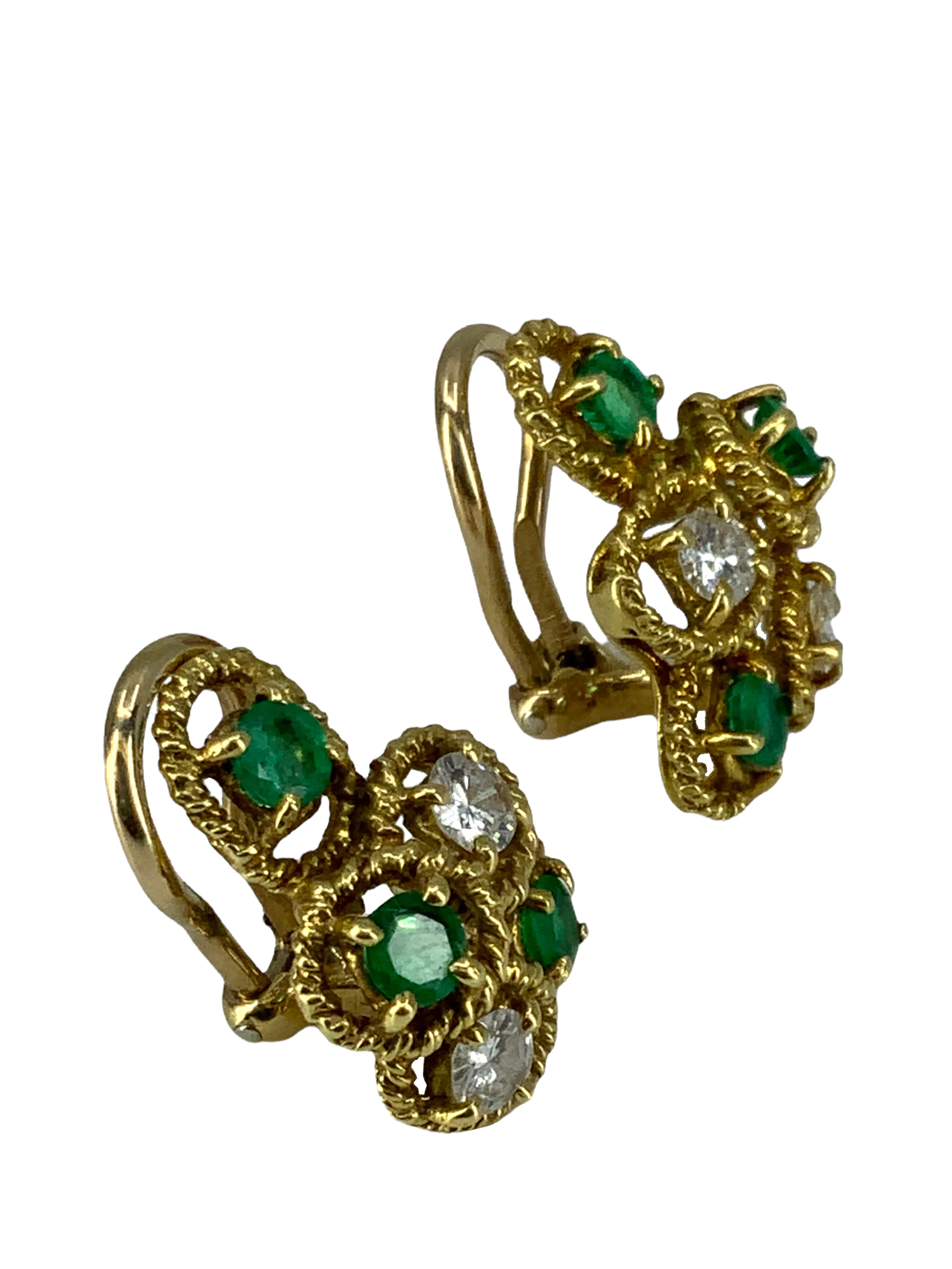 Temple St. Clair Emerald Diamond Gold Clip-On Earrings