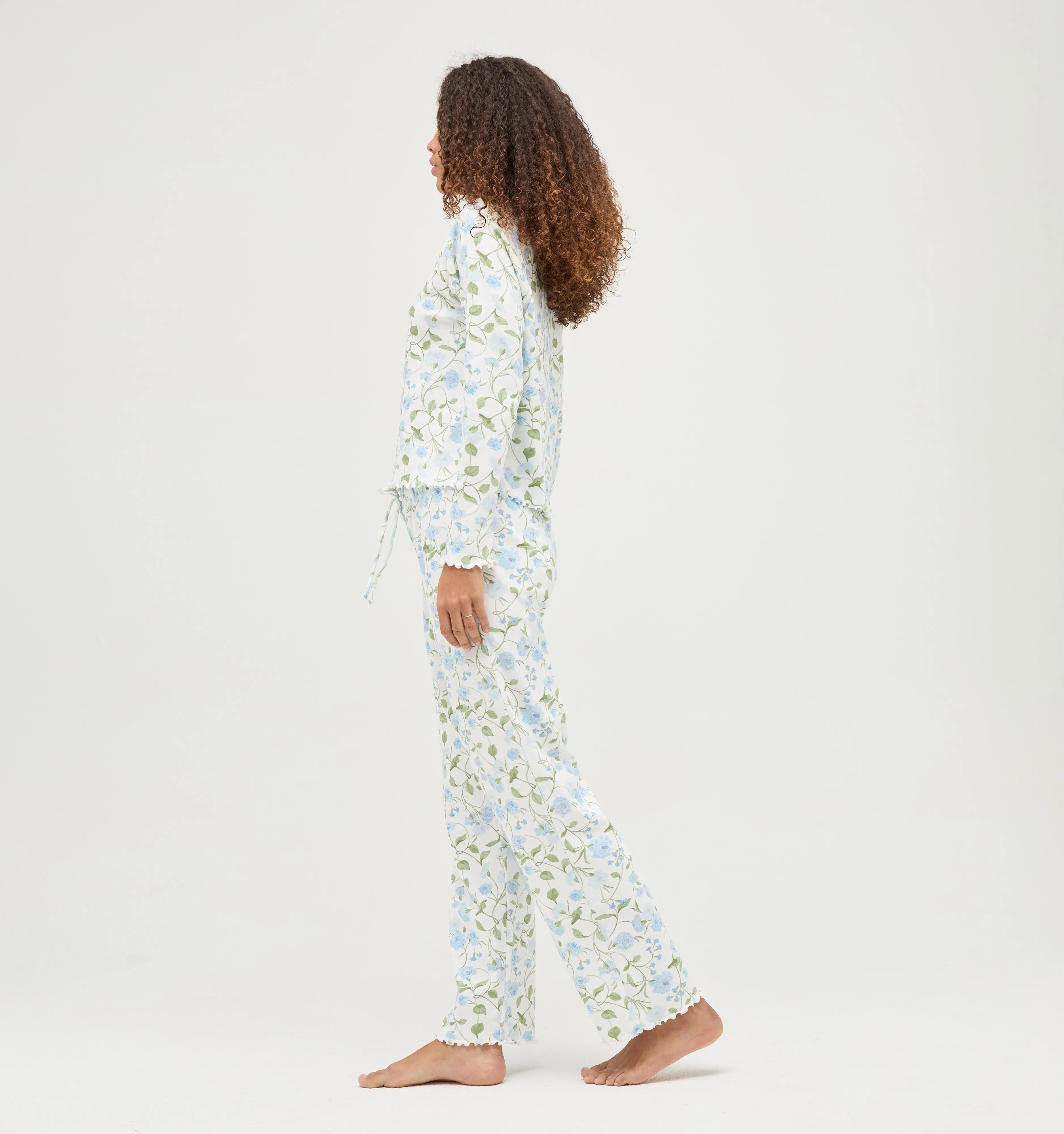 The Olivia Pajama Set - Blue Peony Bouquet