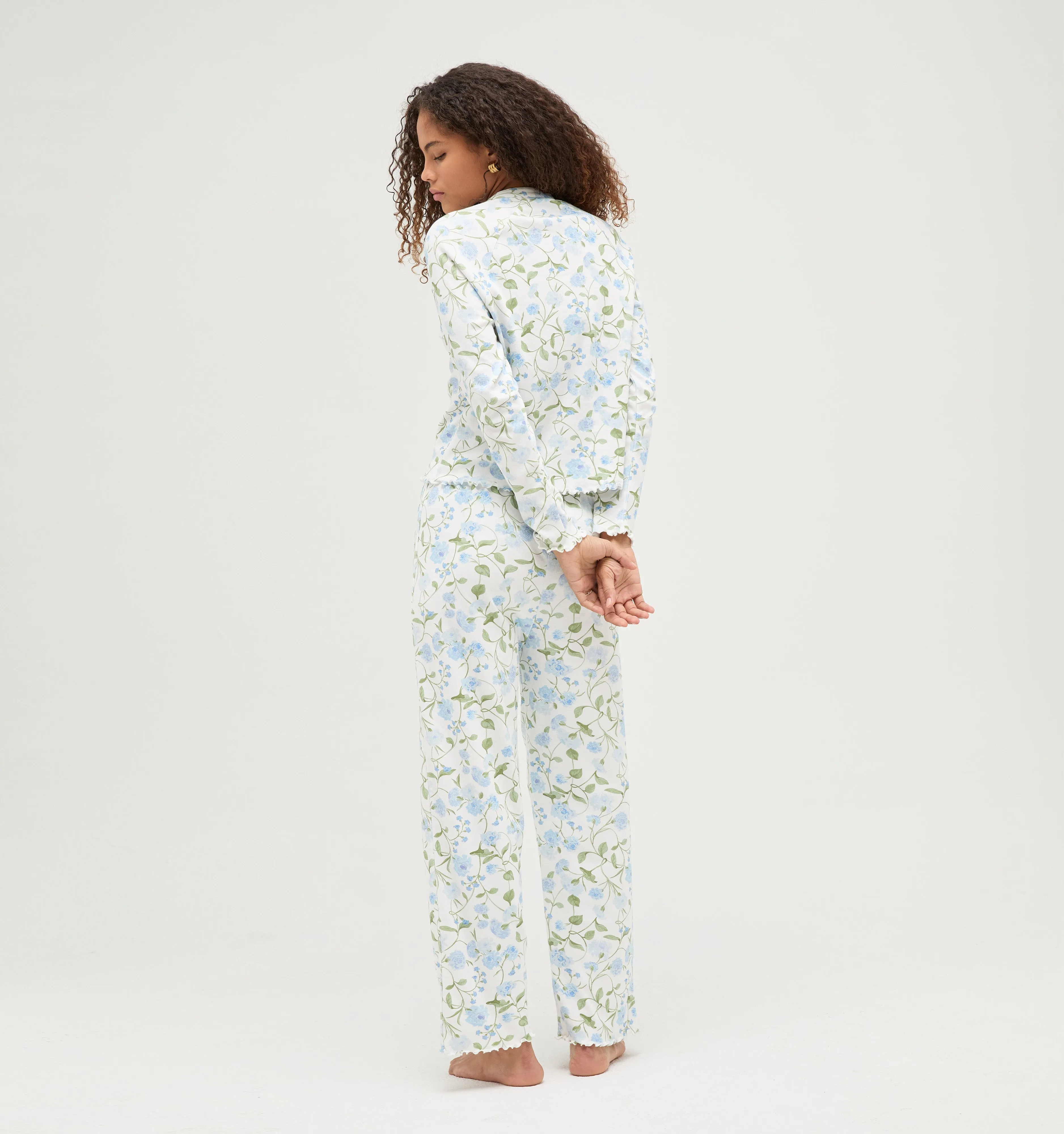 The Olivia Pajama Set - Blue Peony Bouquet