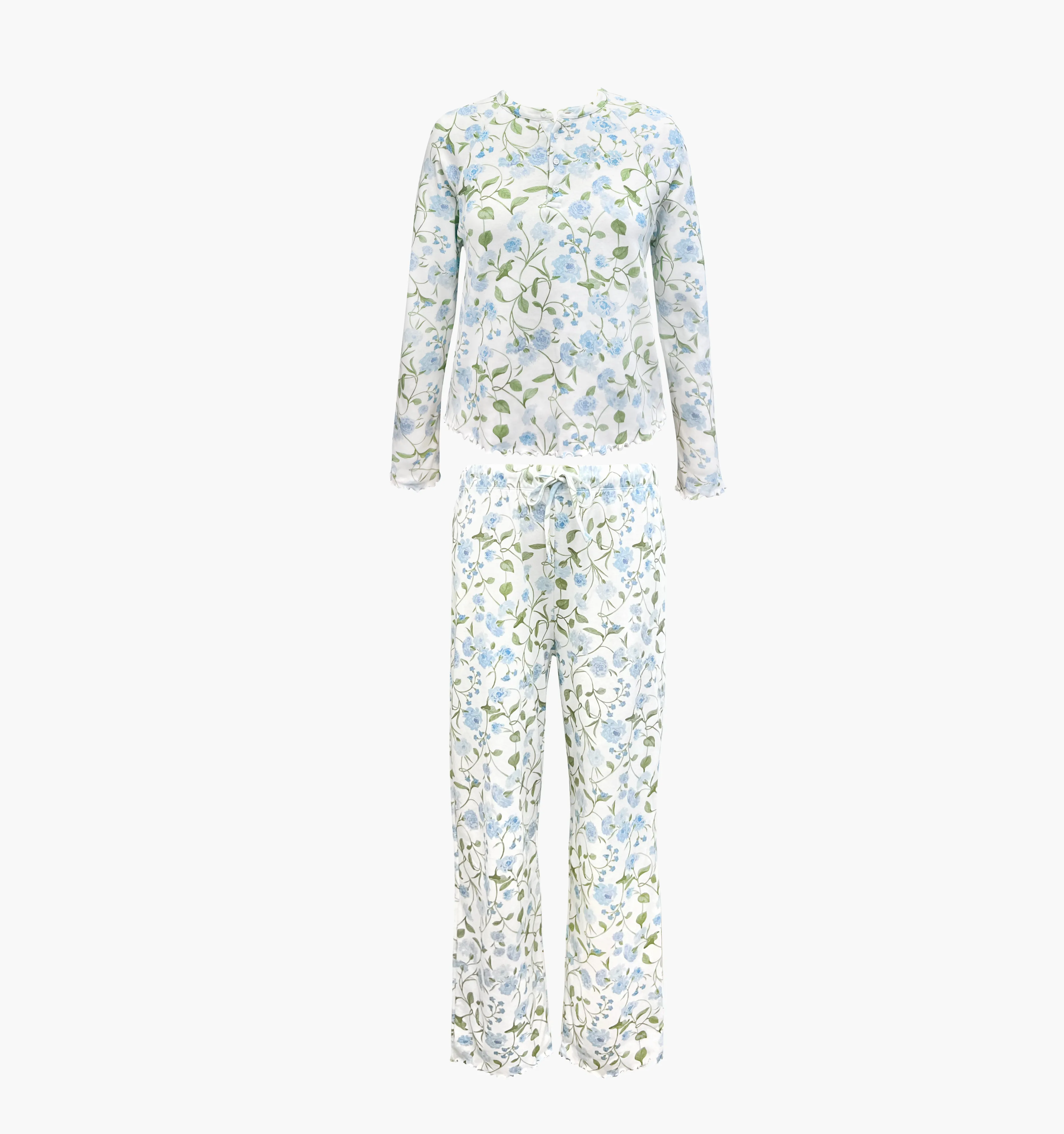 The Olivia Pajama Set - Blue Peony Bouquet