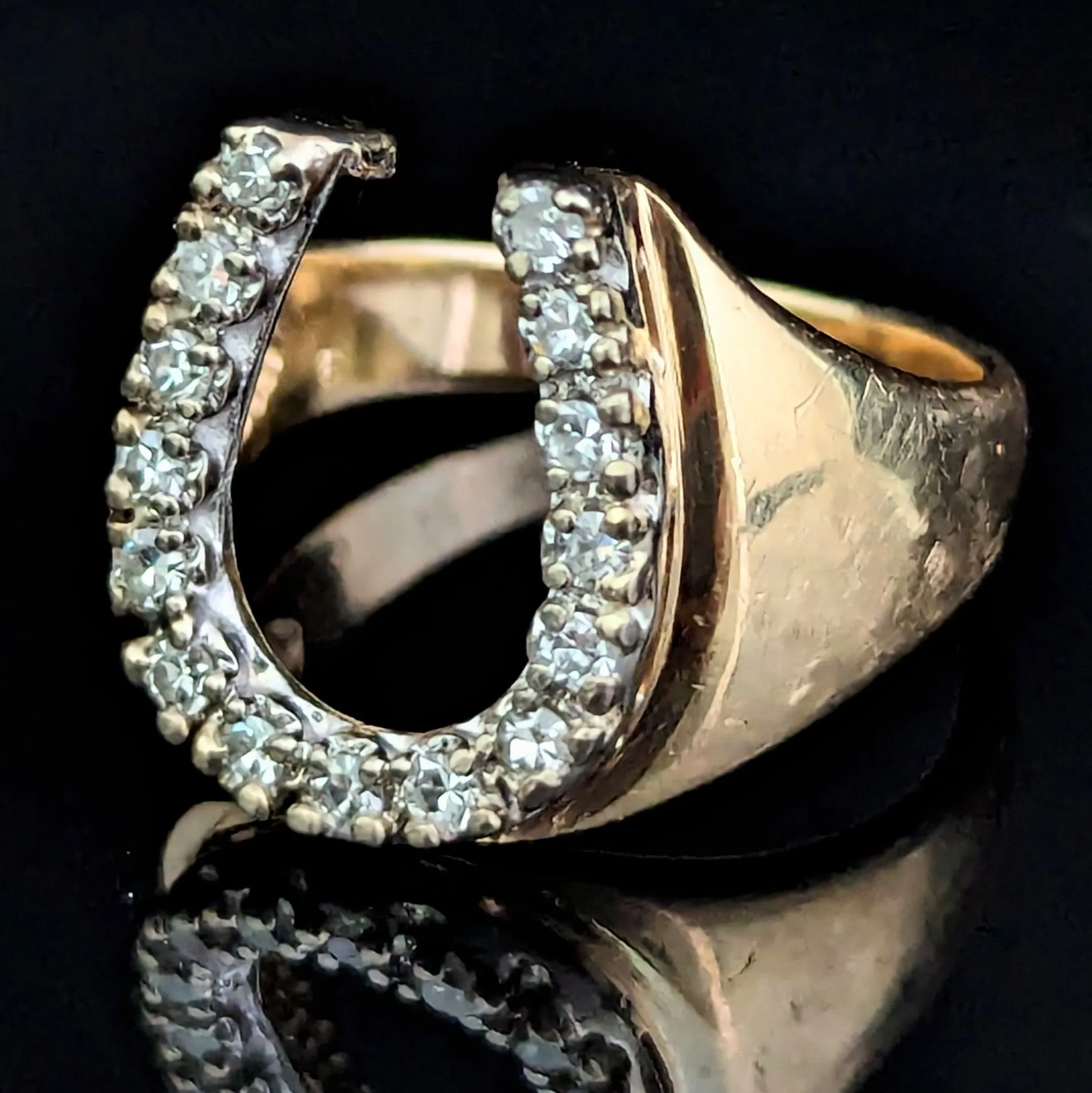 The Stowe - Vintage Diamond 14k Gold Lucky Horseshoe Ring