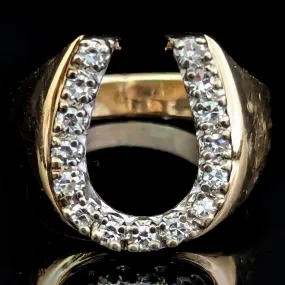 The Stowe - Vintage Diamond 14k Gold Lucky Horseshoe Ring