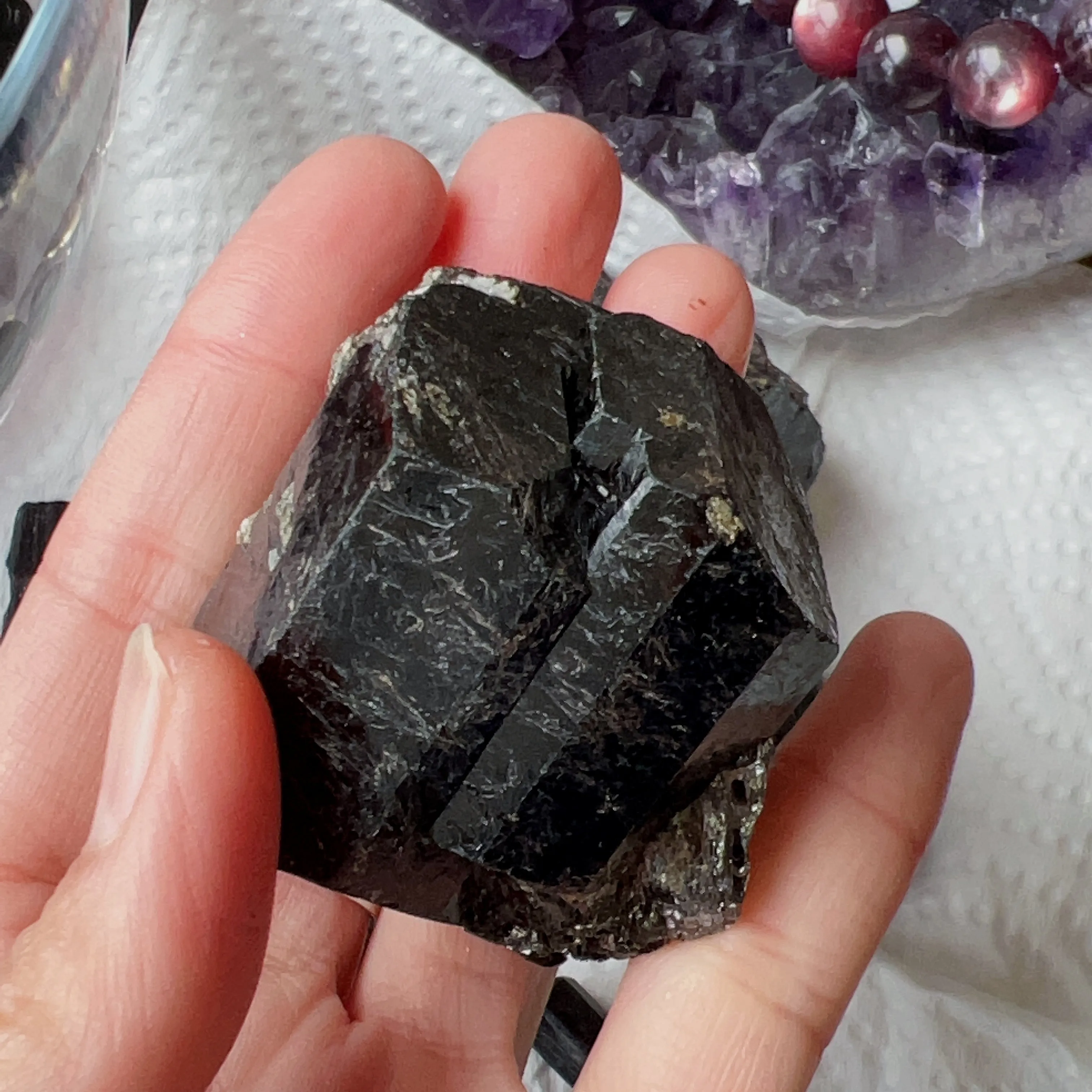 Top Grade Black Tourmaline Twins Raw Stone Perfect Formation 102.8g | Reiki Healing Protection Crystals