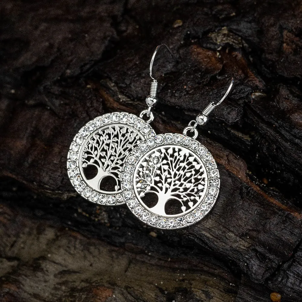 Tree of Life Cubic Zirconia Drop Earrings