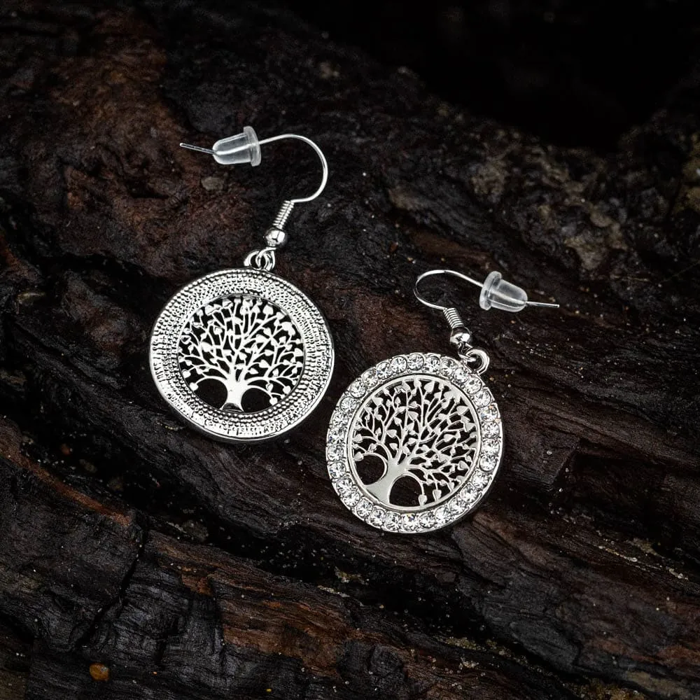 Tree of Life Cubic Zirconia Drop Earrings