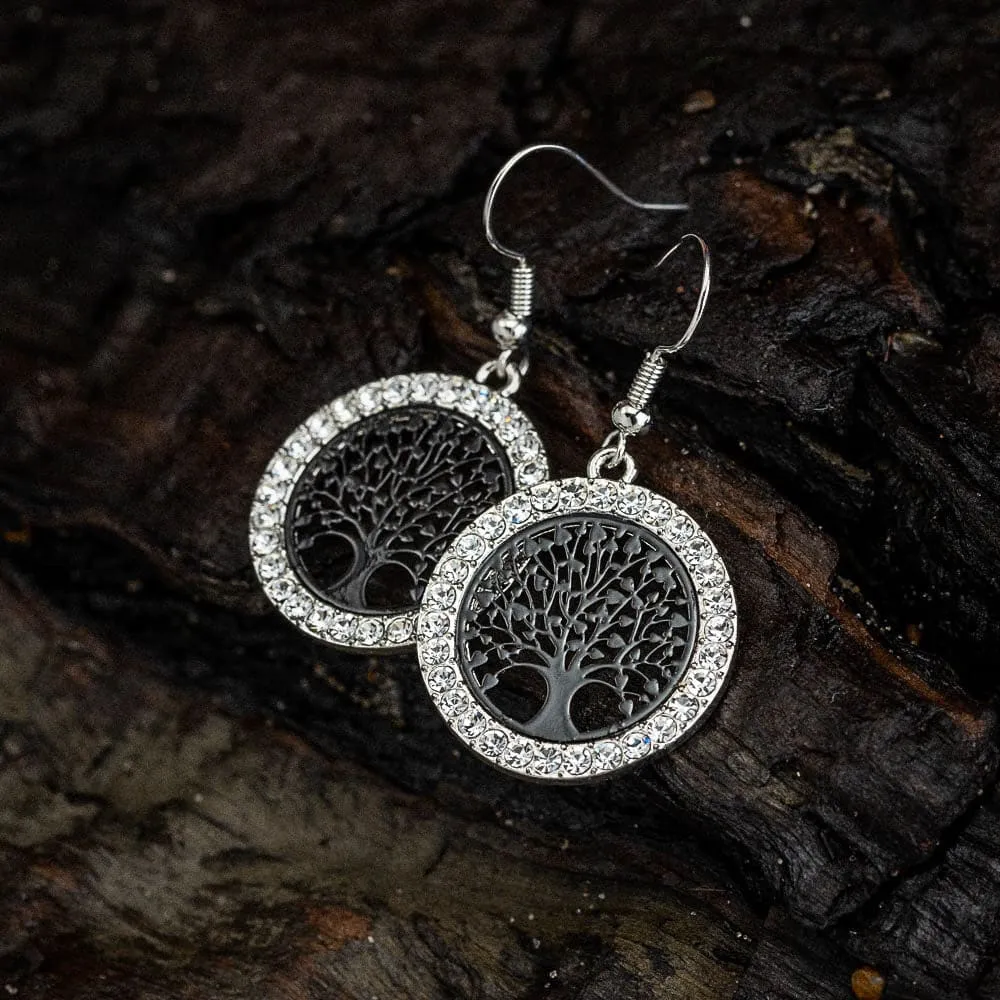 Tree of Life Cubic Zirconia Drop Earrings