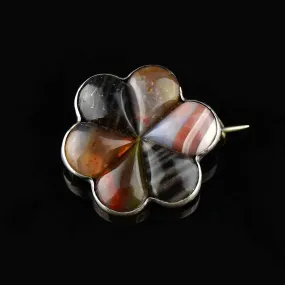 Victorian Silver Scottish Banded Agate Brooch