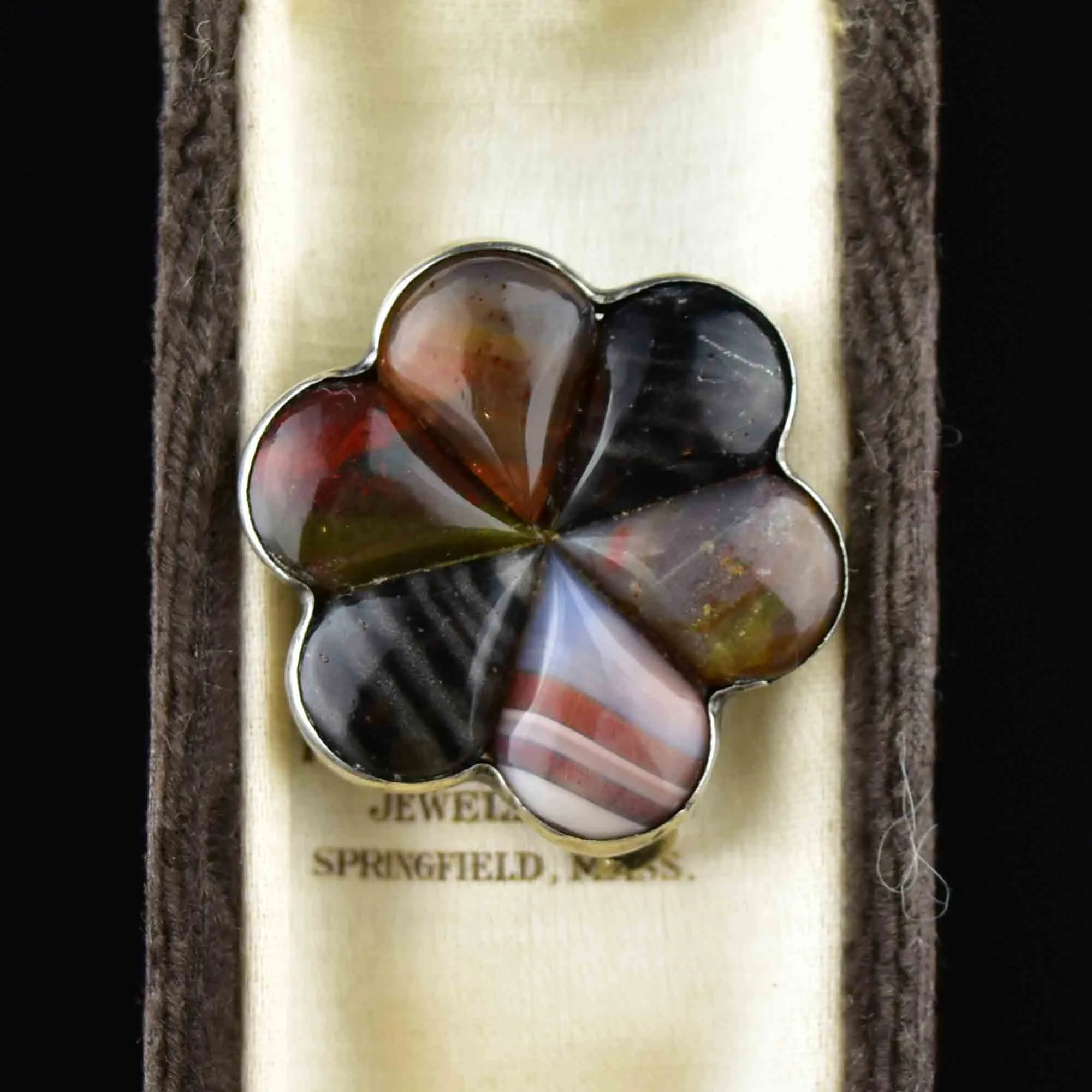 Victorian Silver Scottish Banded Agate Brooch