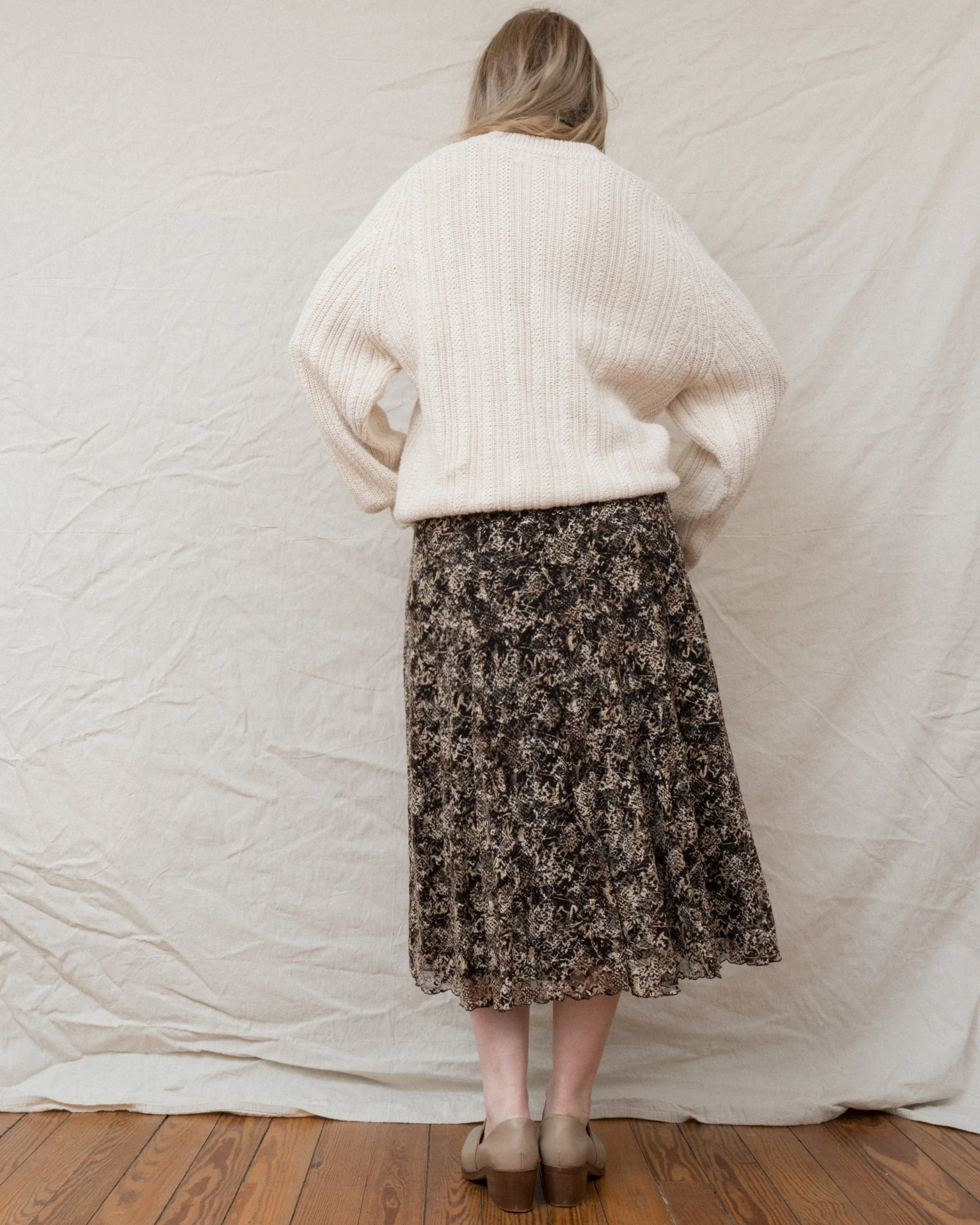 Vintage Cream Chunky Knit Sweater (S/M)