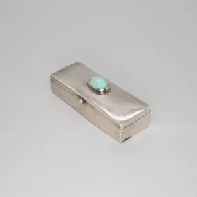 Vintage Sterling Silver Pillbox with Turquoise