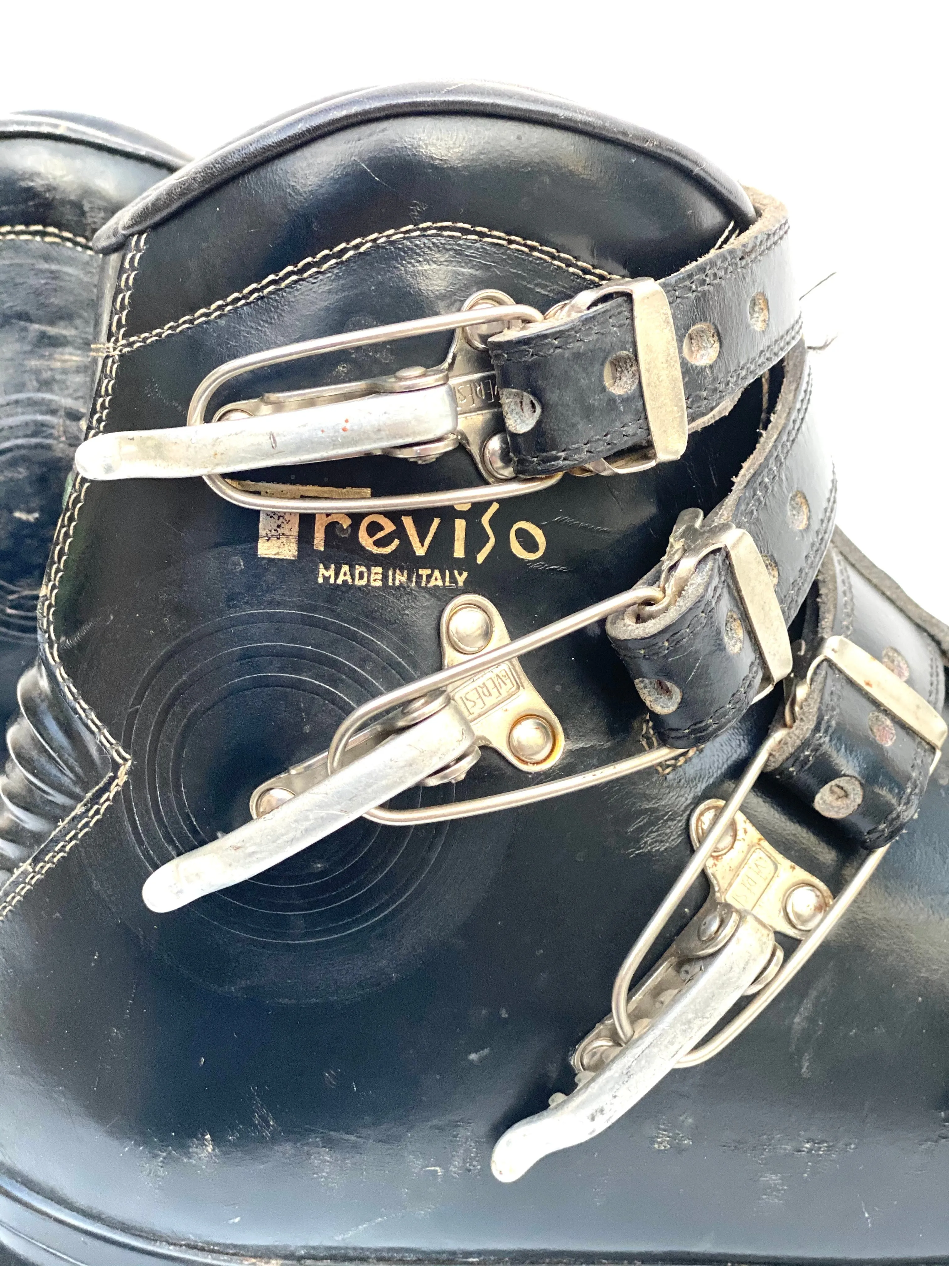 Vintage Treviso Leather and Metal Everest Buckle Ski Boots